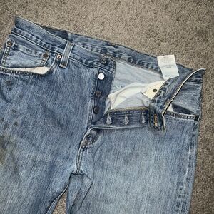 Levis 501 Jeans 34x30 Blue Stonewash Original Fit Straight Leg Button Fly Fray
